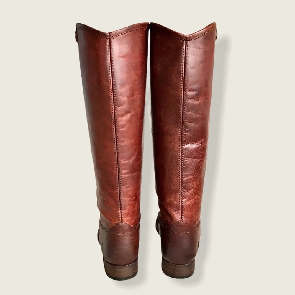 Frye Melissa Button 2 Redwood Leather Tall Boots - Picture 10 of 15